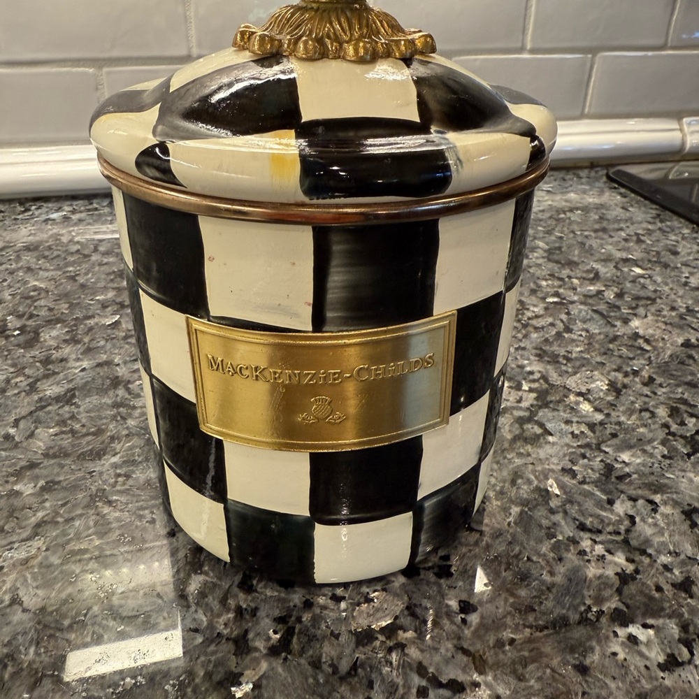 MacKenzie-Childs Small Black and White Checkered Canister